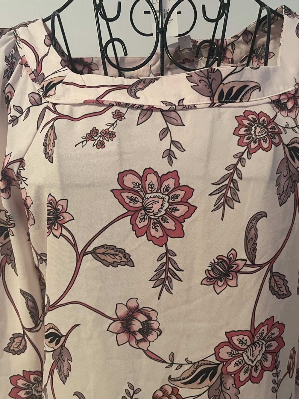 LOFT Square Neck Floral Blouse in Blush Pink and Purple Size XS NWT